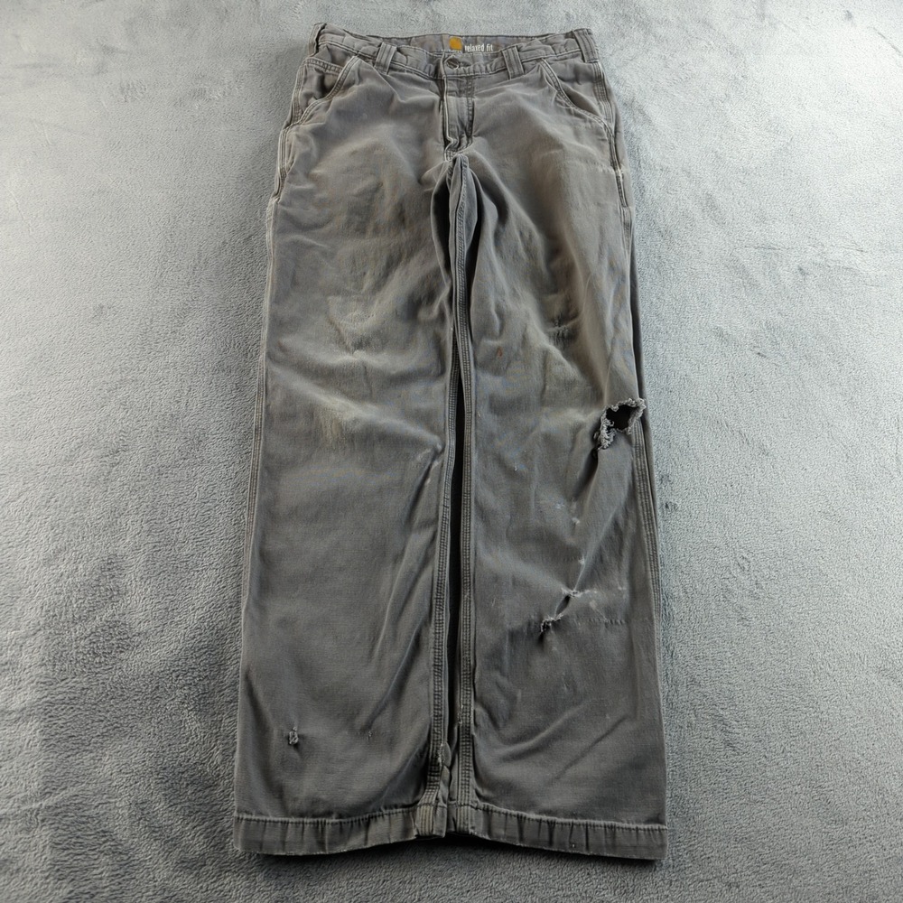 Carhartt Pants Mens 32x32 (Fits 30x31) Gray Relaxed Straight Distressed Thrashed